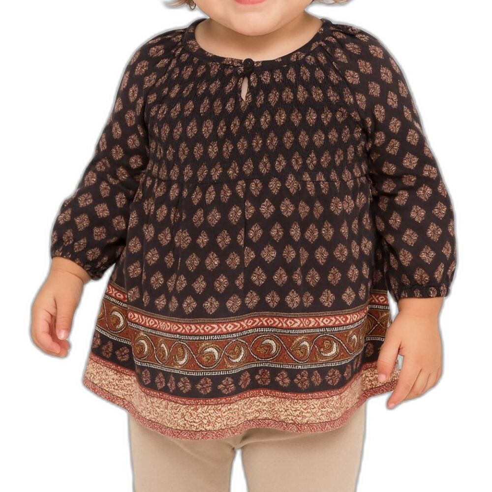 Old Navy Girls Boho Floral Print Peasant Tunic Top | Size 12–18M